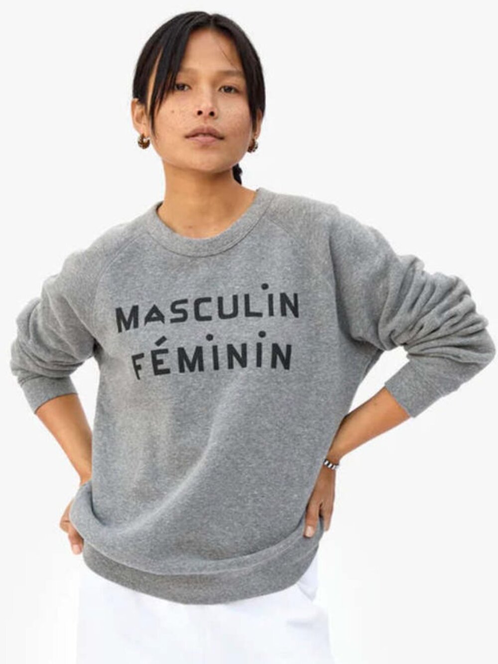 Clare V. Masculin Féminin Sweatshirt in Heather Gray | Size XS